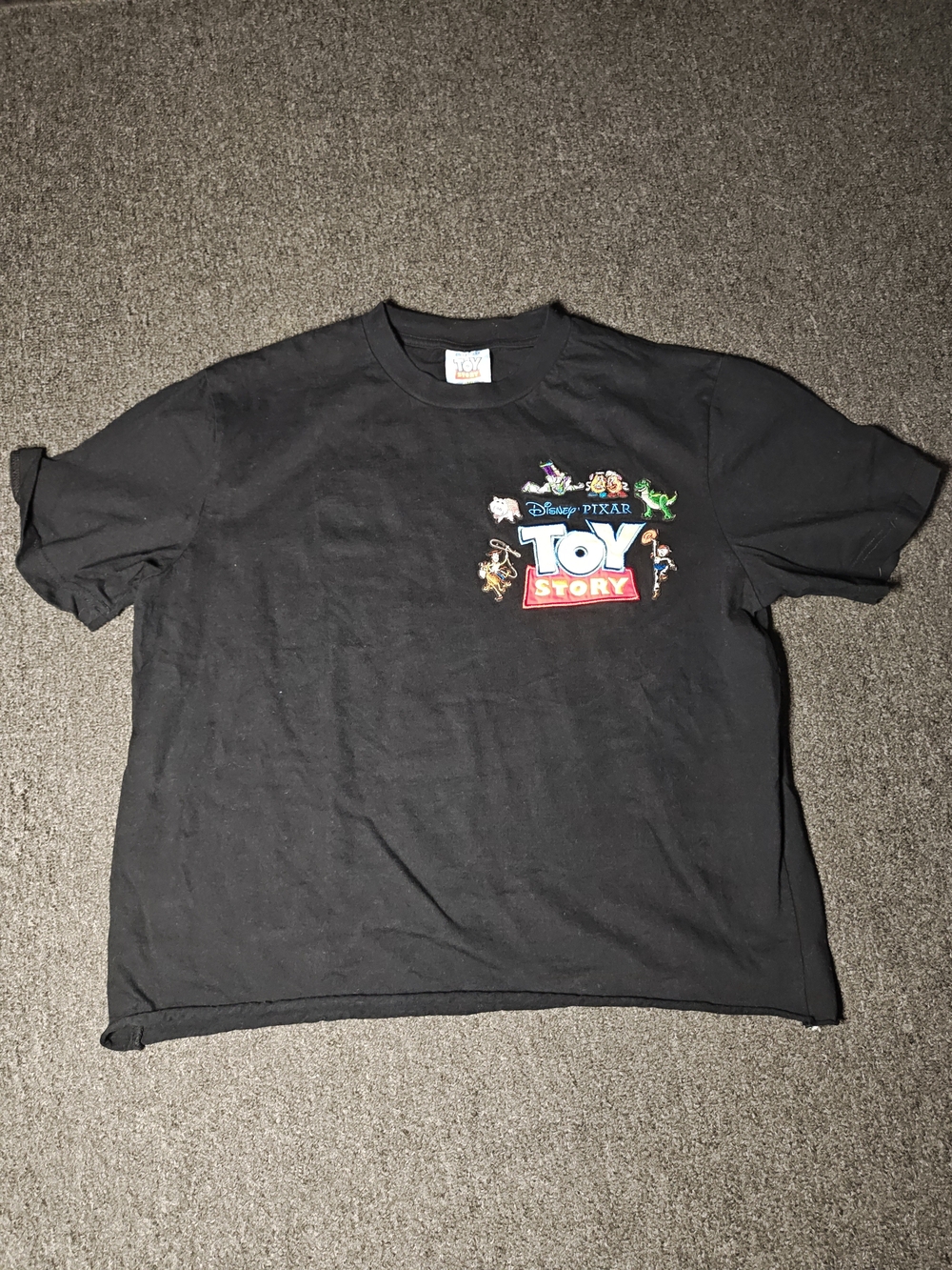 Toy Story Disney Pixar Mens Size Medium Black T Shirt Cropped Stitched